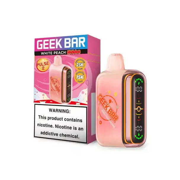Geek Bar Pulse 2 White Peach Hubba Geek Bar Pulse 2 White Peach Hubba — buy at Stormy Vape in Boise, Idaho