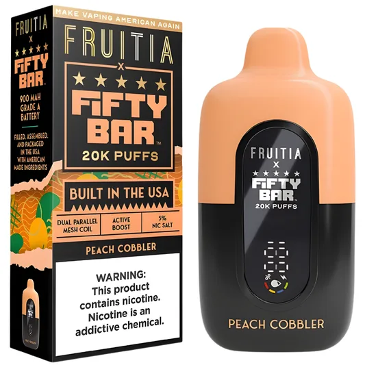 Fifty Bar Fruitia Peach Cobbler — Stormy Vape Boise